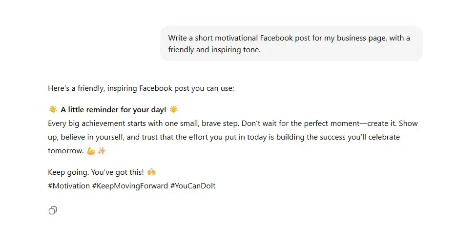 ChatGPT for Facebook | aiforwebs.com