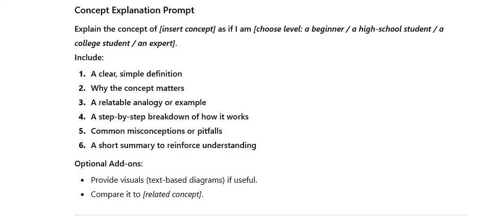 Concept Explanation Prompt | aiforwebs.com