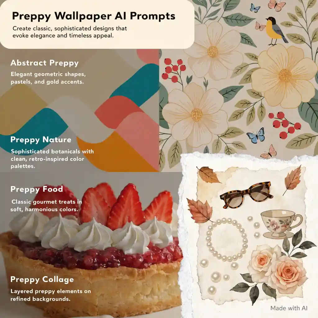 Preppy Wallpaper AI Prompts | aiforwebs.com